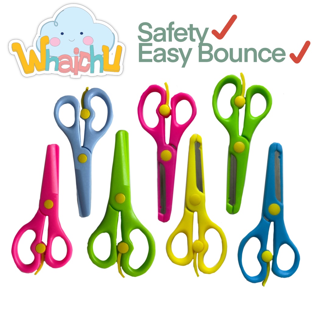 Spring Scissor Easy Bounce Scissor for gunting kanak-kanak safety ...
