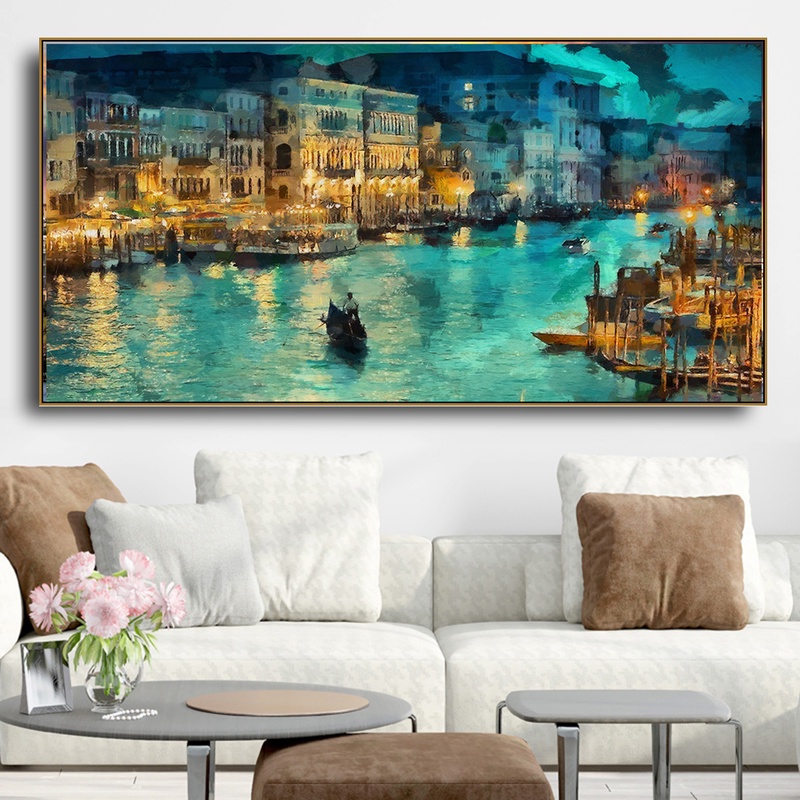 Famous Abstract Venice Night View Canvas Painting Classic Art Wall