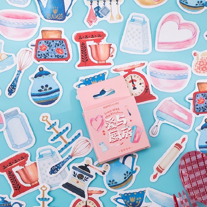 Sticker Box Of 46 Stickers Love With The Kitchen Super Cute, Cute ...