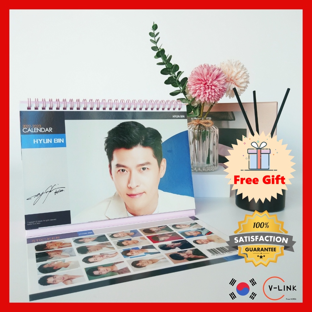 KOREAN ACTOR HYUN BIN 20222023 Photo Desk Calendar Pink Ver. with HYUN