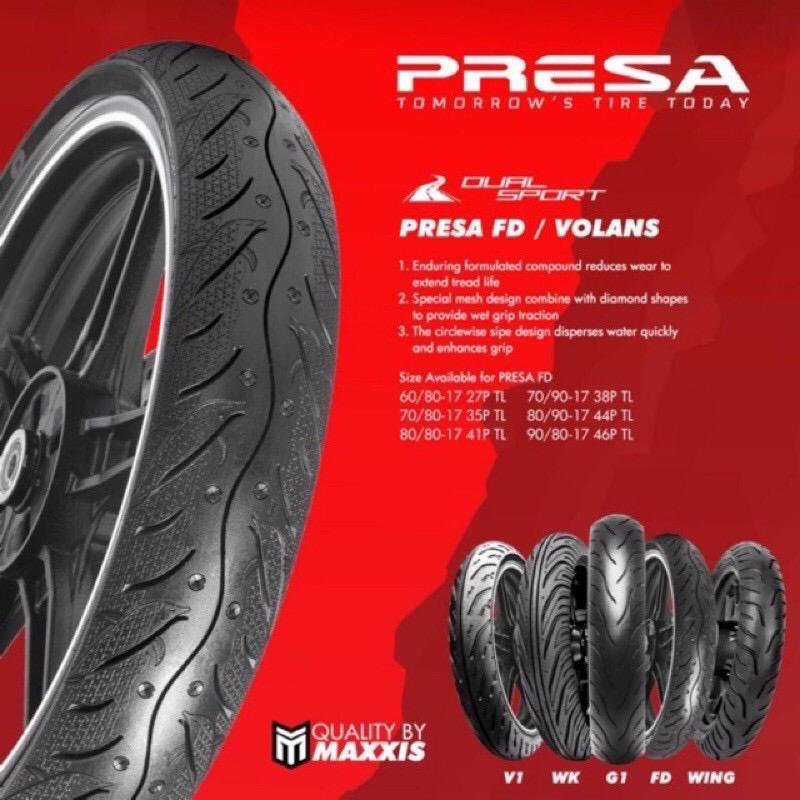 ( 2023 ) Maxxis volans PRESA TUBELESS TYRE TAYAR TIRE 60/80 X17 & 70