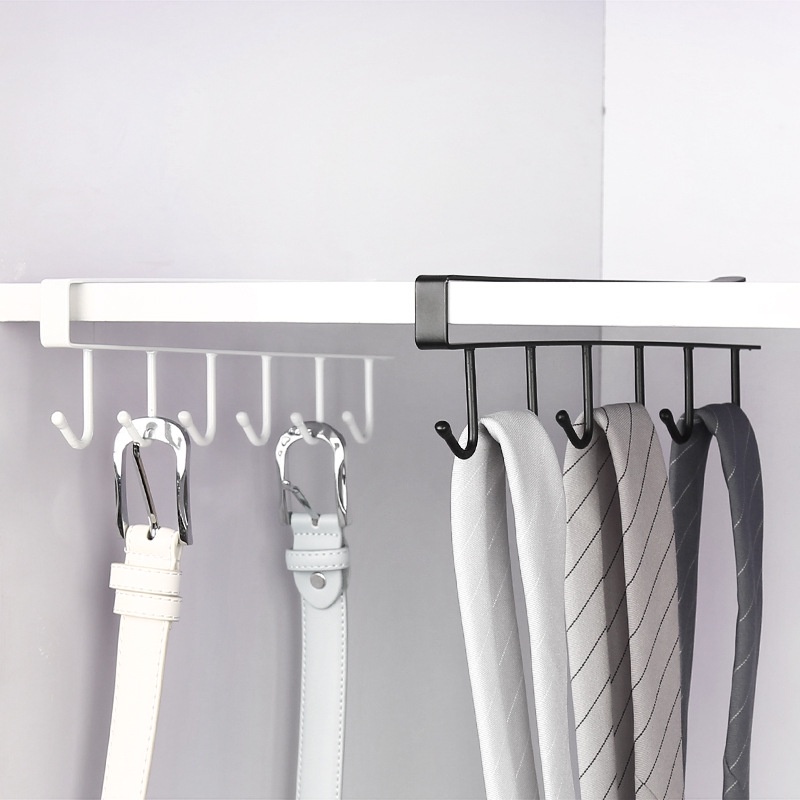 6 Hooks Metal Multifunction Hanger Kitchen Cabinet Under Shelf Storage ...