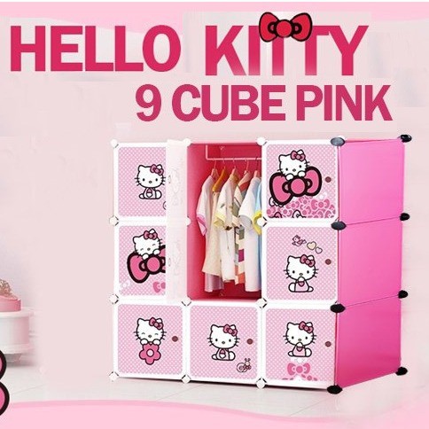 HELLO KITTY 9C DIY Rack Storage Cabinet Wardrobe With Almari Hanger ...