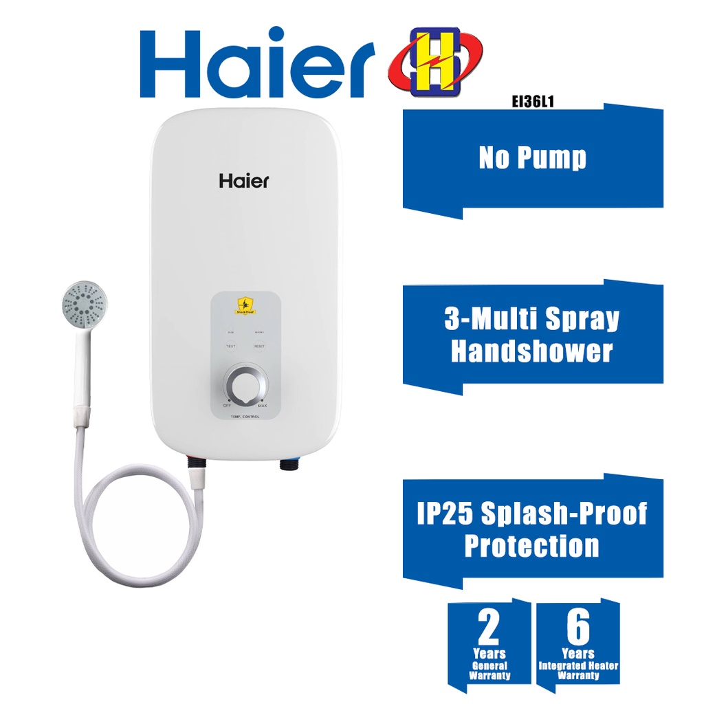 Haier Water Heater (No Pump/3.6kW) Circular Clean Heating Shock Proof