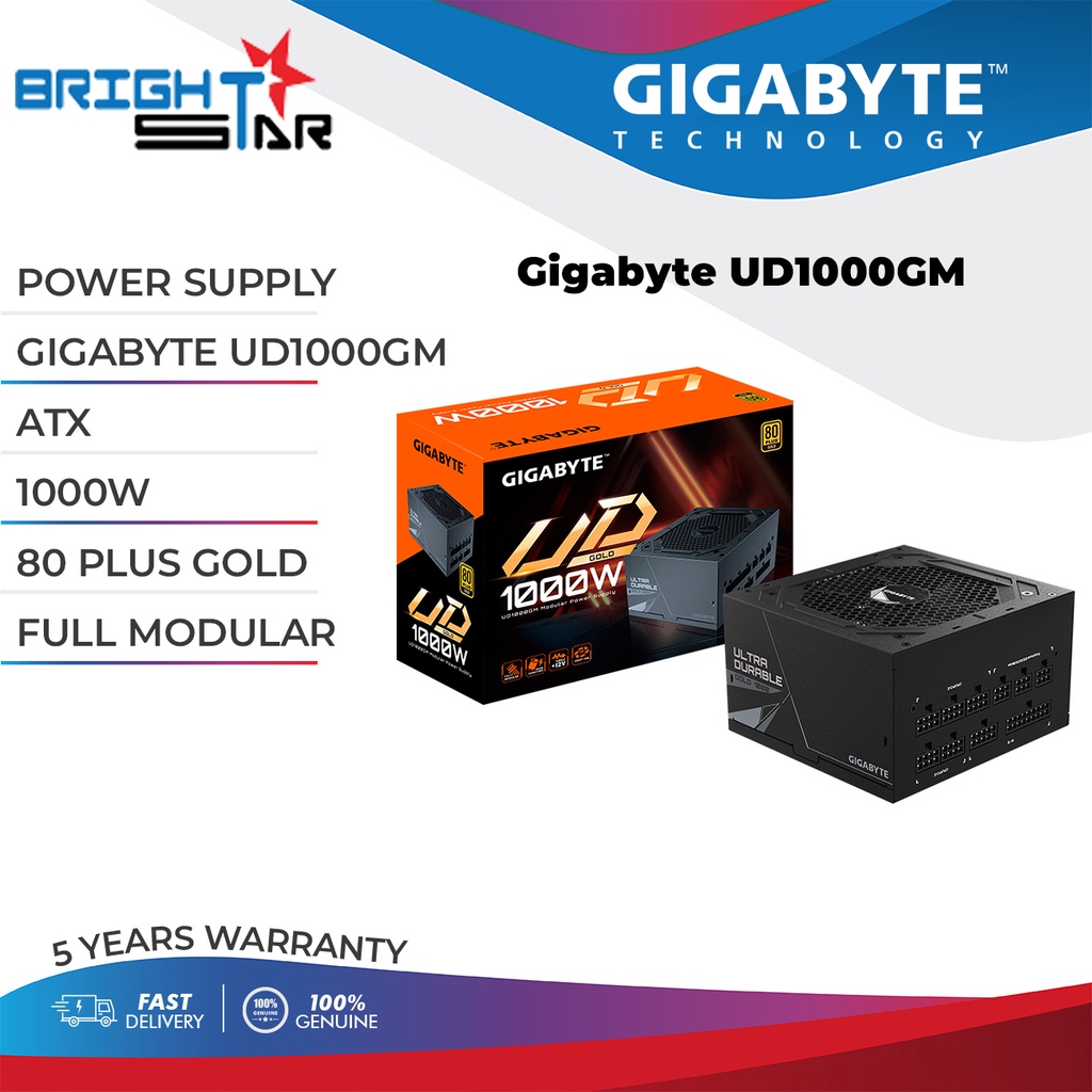 Psu Gigabyte Ud1000gm Atx 1000w Power Supply 80 Plus Gold Full Modular 5y Warranty 7284