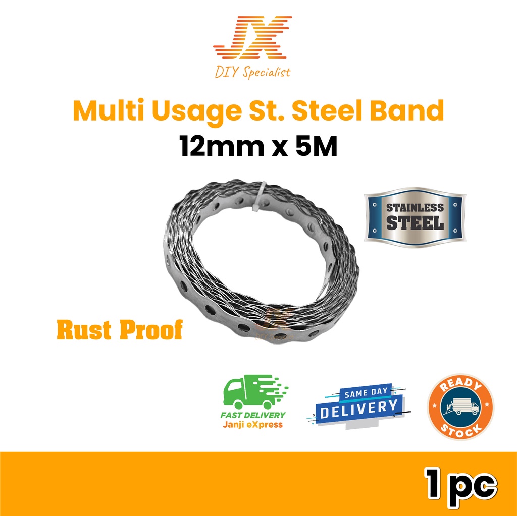 Multi Purpose Steel Band Bend Besi Stainless Steel Band 8 Meter 12MM ...