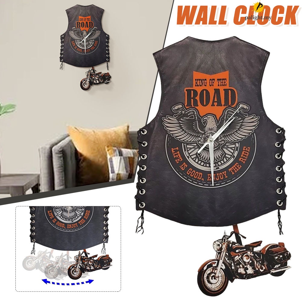 Harley Vest Wall Clock Unique Wall Art Gift for Home Pendant Decoration