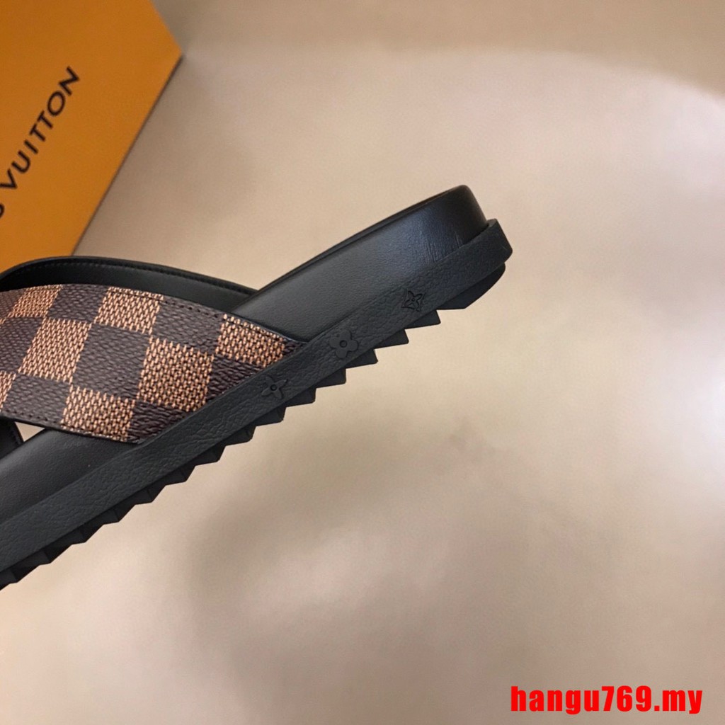 kasut lelaki ◣100% Original ◢ Classic New Damier Lv Louis Vuitton Men  sandal lelaki slipper men