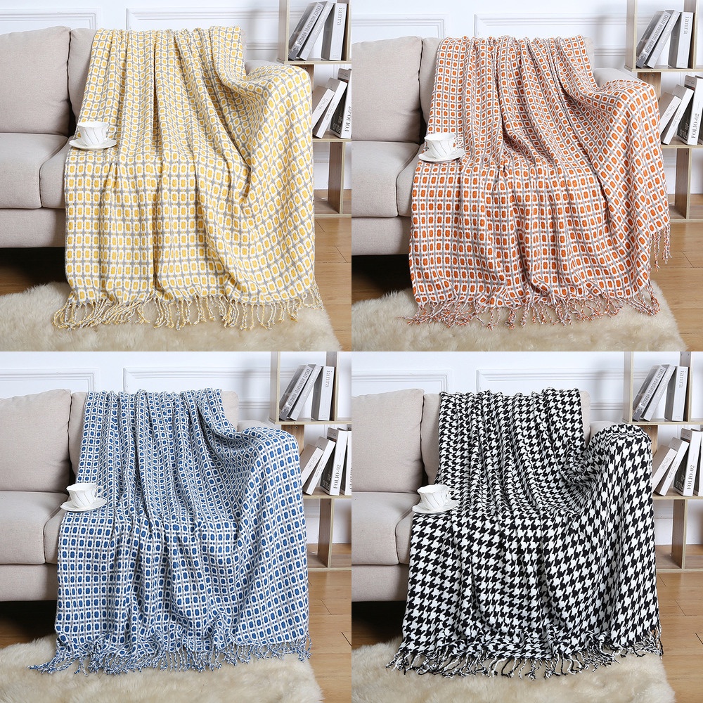 4 Color Upgrade Home Blanket Knitted Blanket Skinfriendly Tassel Sofa