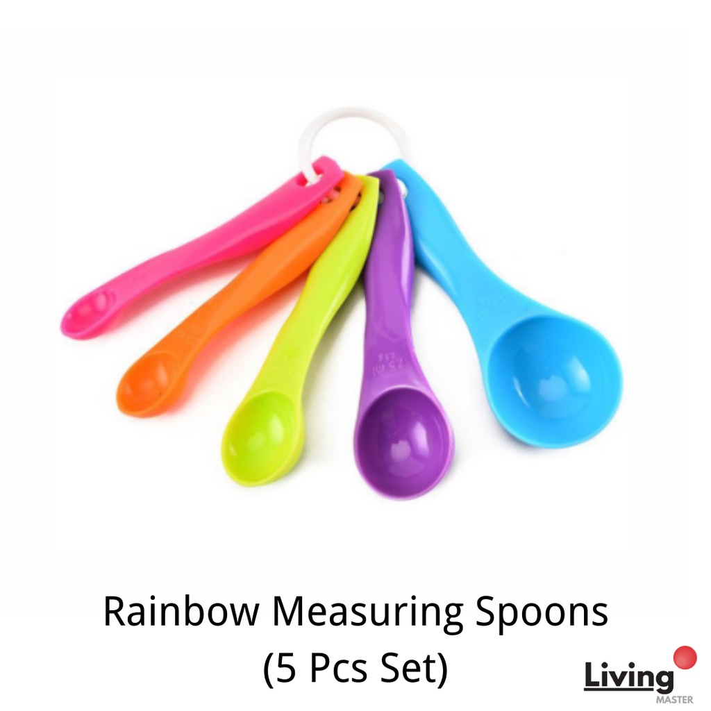 Rainbow Color Measuring spoon (5 pcs per set) Colorful Plastic Measuring Spoon Set Coffee Scoop