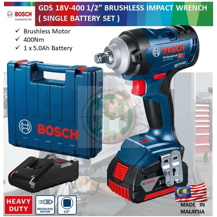 Bosch GDS 18V-400 Cordless Impact Wrench Machine 400Nm Electric Wrench 1/2  Square Chuck Bosch Professional 18V Power Tool New