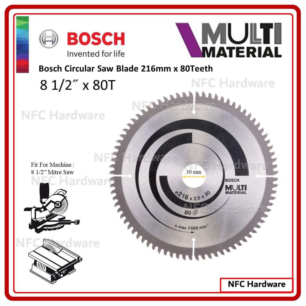 BOSCH Circular Saw Blade 81/2" x 80T Multi Material Shopee Malaysia