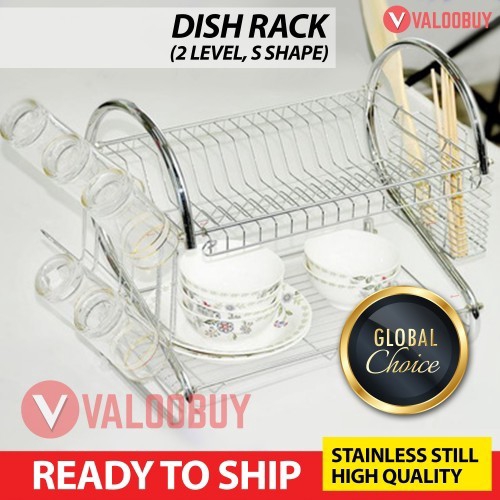Dish Rack 2 Level - Dish Organizer, S Shape | Shopee Malaysia