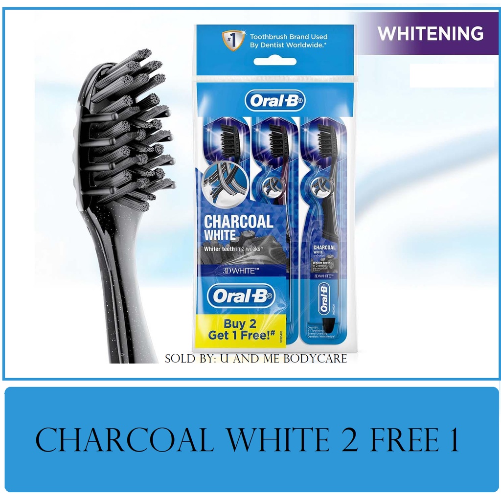 Oral-B Cross Action Charcoal Whiter Teeth (Soft) Manual Toothbrush 3 ...