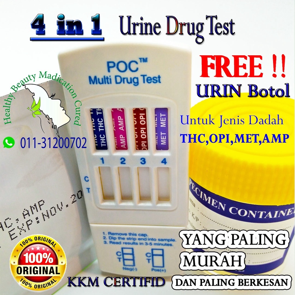 Urine Test For Drugs 4 IN 1 ,MULTI TEST ( THC,OPI,MET,AMP )(kegunaan ...