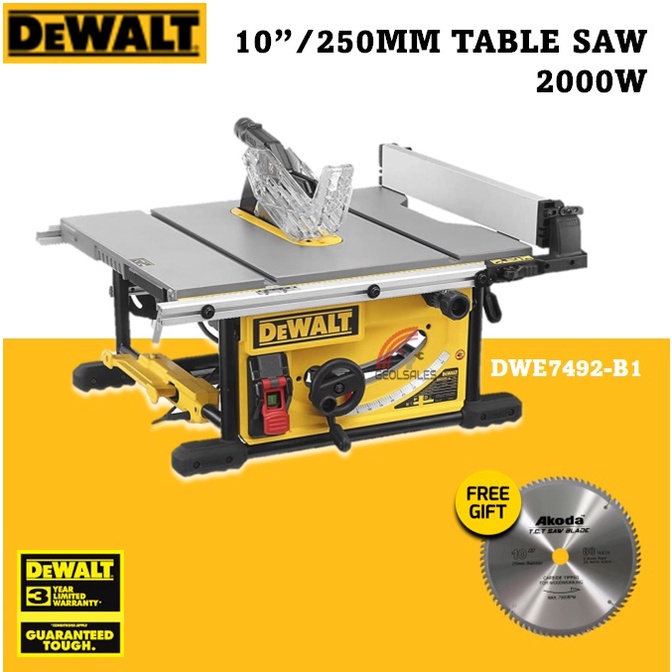 Dewalt DWE7492 250mm 2000W Table Saw (DWE7492B1) FREE 80T SAW BLADE