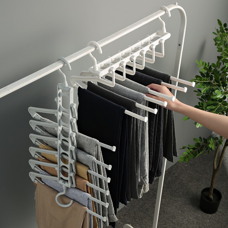 Locaupin Magic Pants Hangers, Space Saving Closet Hangers Multi Functional  Pants Rack Wardrobe Organizer Racks for Cloth