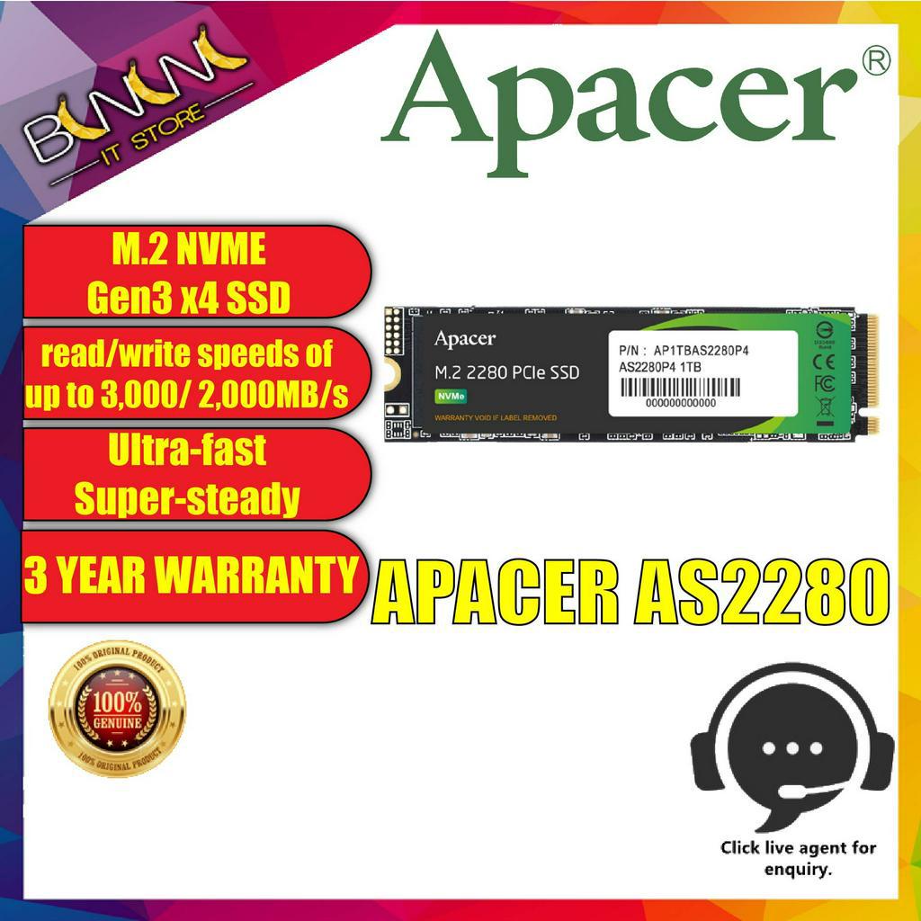 APACER AS2280P4 M.2 PCIe Gen3 x4 SSD | NVME INTERNAL SSD | 256GB