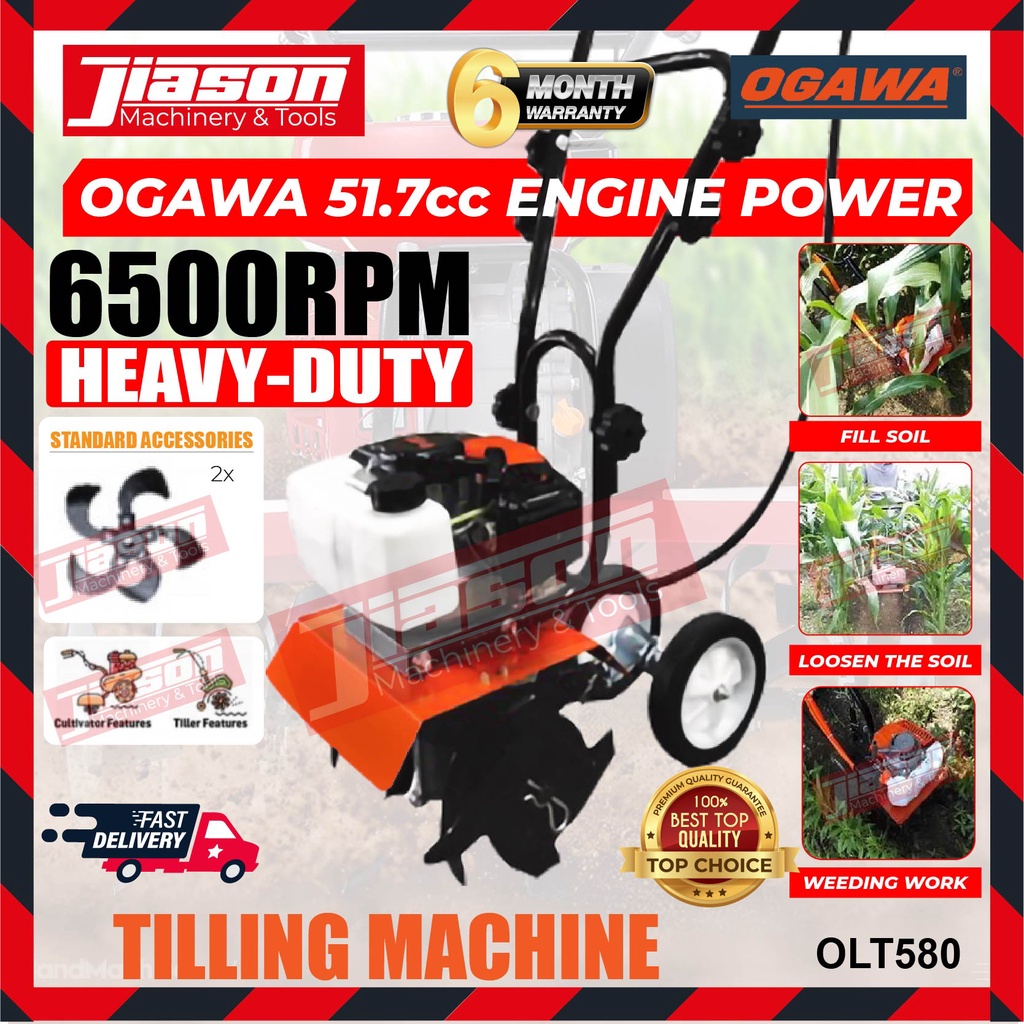 OGAWA OLT580 51.7cc 2-Stroke Engine Tilling Machine / Cultivator Tiller ...