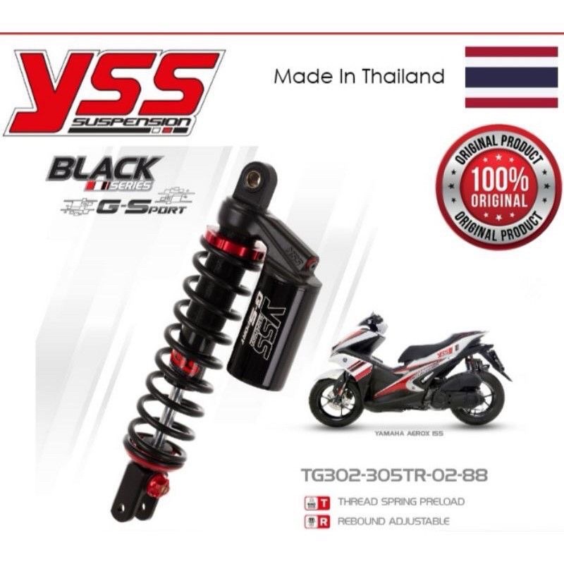 YSS G SPORT YAMAHA NVX V1/V2 NMAX V2 ABSORBER ORIGINAL THAILAND 305MM ...