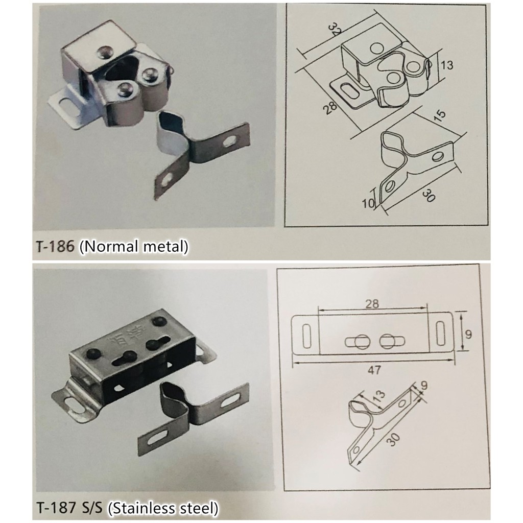 Double Roller Catch Cupboard Door Furniture Latch Hardware with