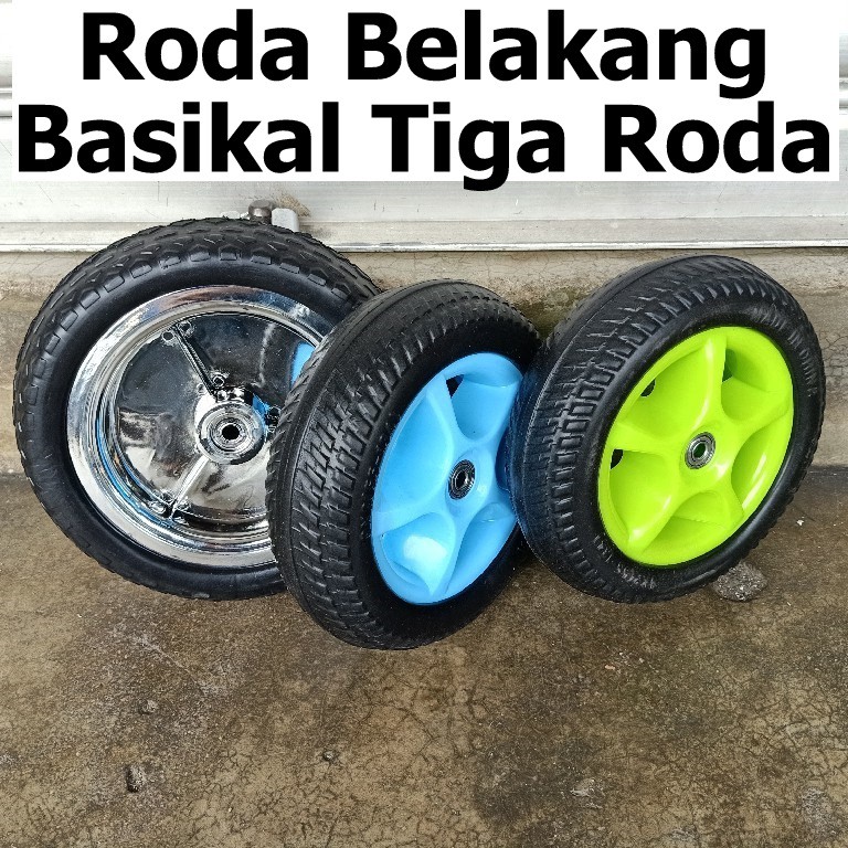 Tricycle Rubber Rear Wheel With Bearing Roda Belakang Basikal Budak ...