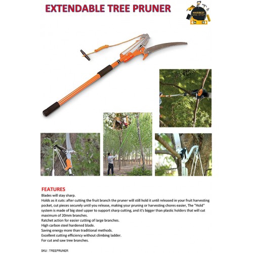 Extendable 3 Pulley Rambutan Cutter Tree Pruner Trimmer
