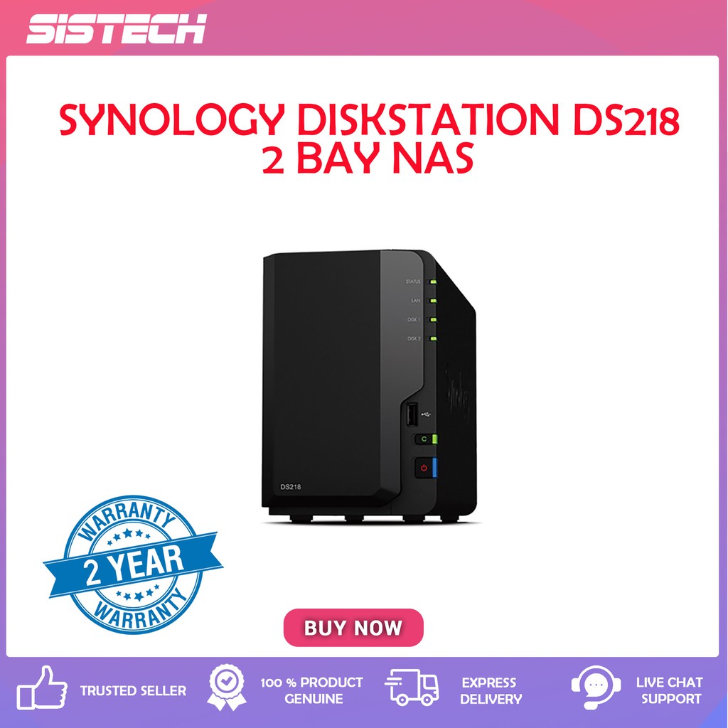 SYNOLOGY DISKSTATION DS218 2 BAY NAS (DUAL CORE 1.4GHZ/2GB/3xUSB3 ...