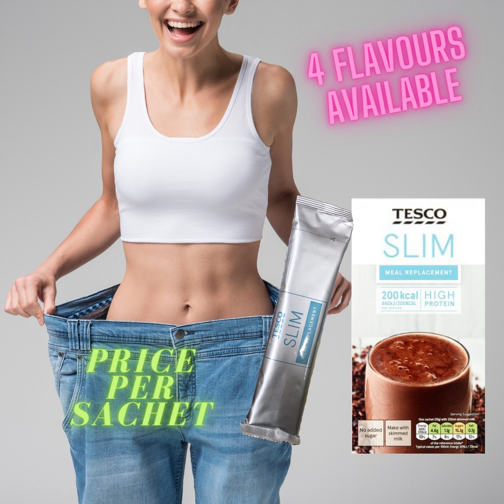 Tesco Slim Shakes Meal Replacement High Protein One Sachet No Added Sugar  Minuman Diet Kurus