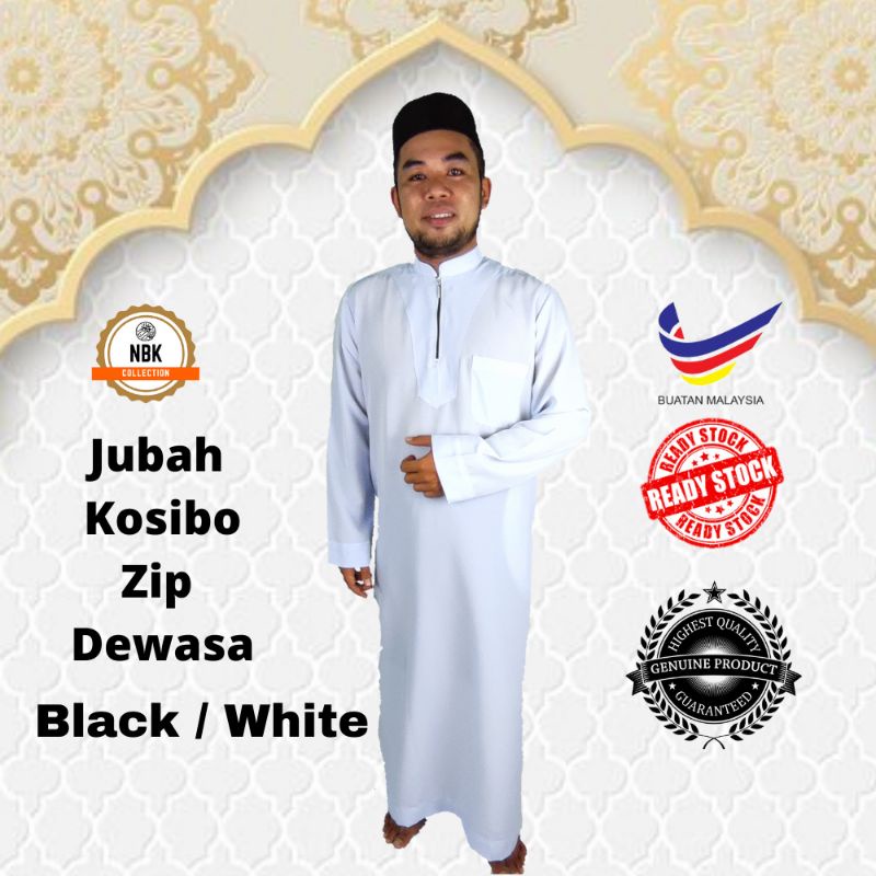 Jubah Lelaki Dewasa Kosibo Zip / button Tafiz Umrah / Haji / imam ...