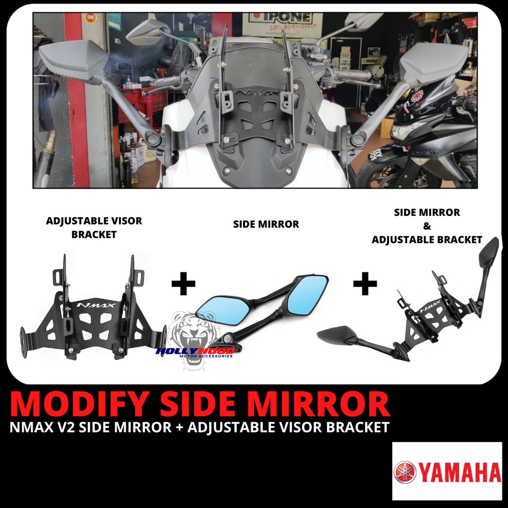 NMAX V2 SIDE MIRROR BRACKET ADJUSTABLE FRONT VISOR BRACKET ADJUSTABLE