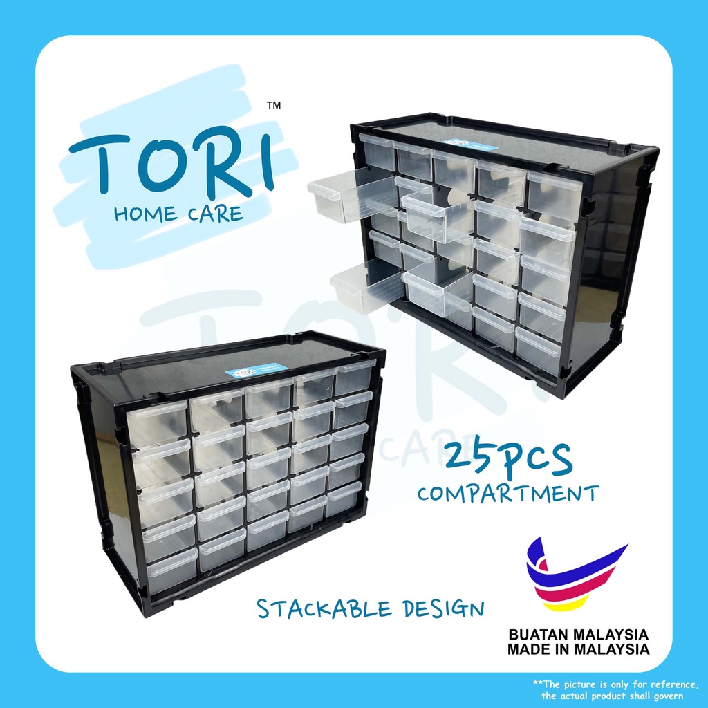 TORI HOME 25 Compartment Drawer | Multi use Stackable Plastic Storage ...