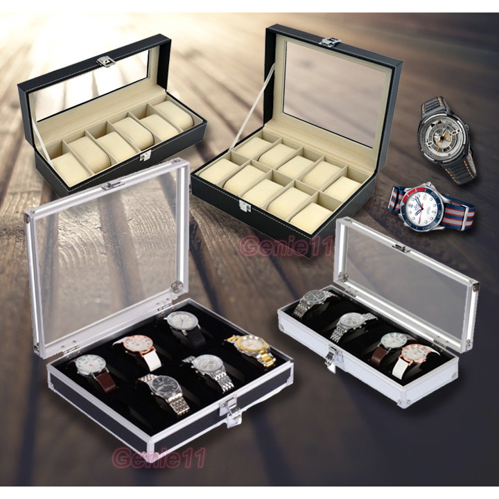 Aluminium / PU Leather Watch Slot Case Storage Box 6 10 12 20 24 slots Shopee Malaysia