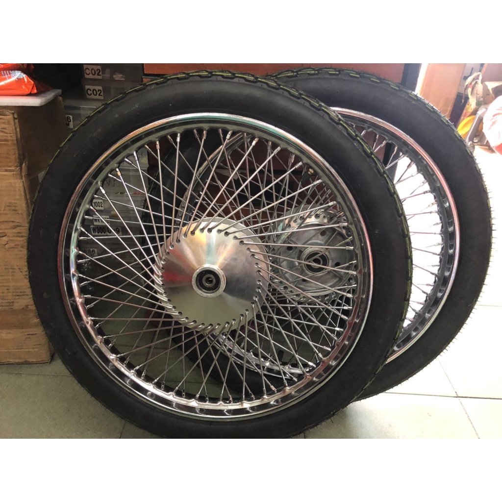 HONDA C70 GBO GBOJ RIM SET 72HOLE BUYUNG CHROME SET SEKALI TYRE SET ...