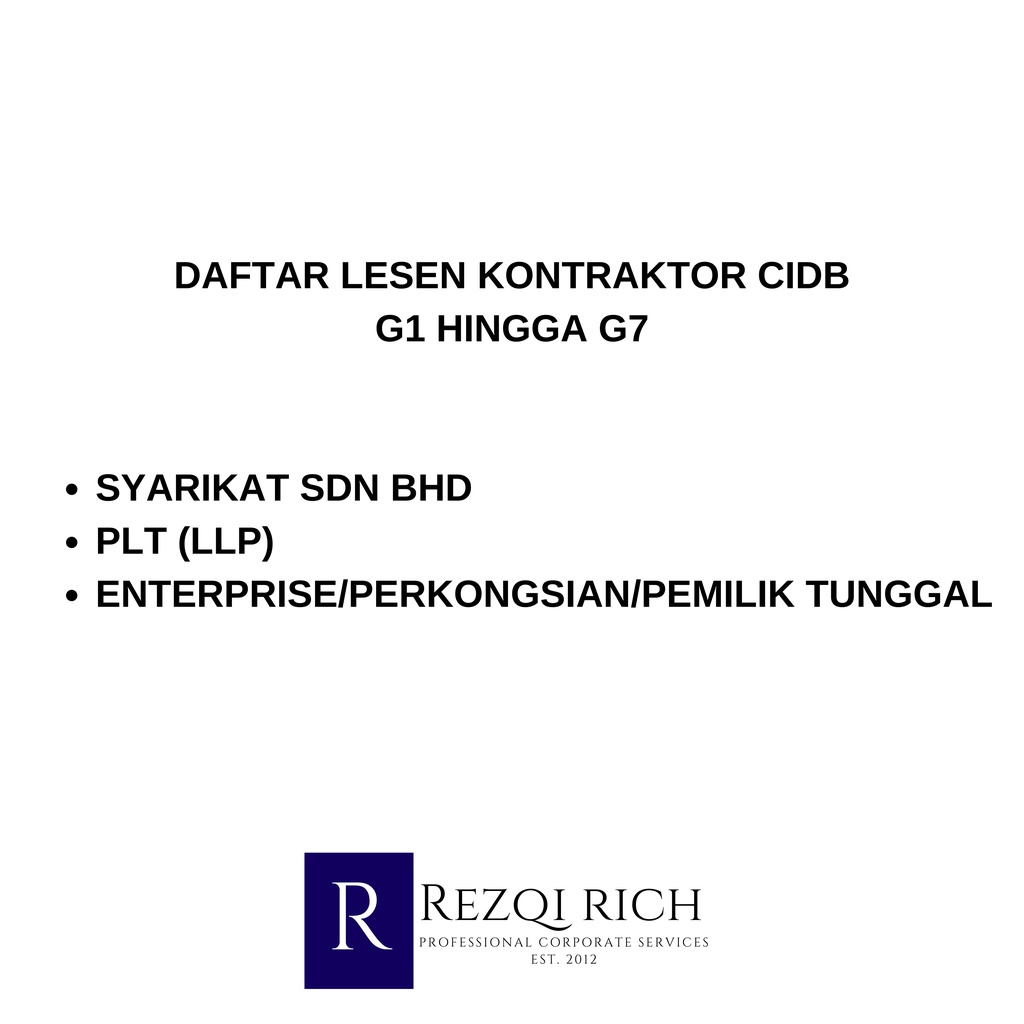 DAFTAR LESEN KONTRAKTOR CIDB (G1-G7). TRUSTED! | Shopee Malaysia