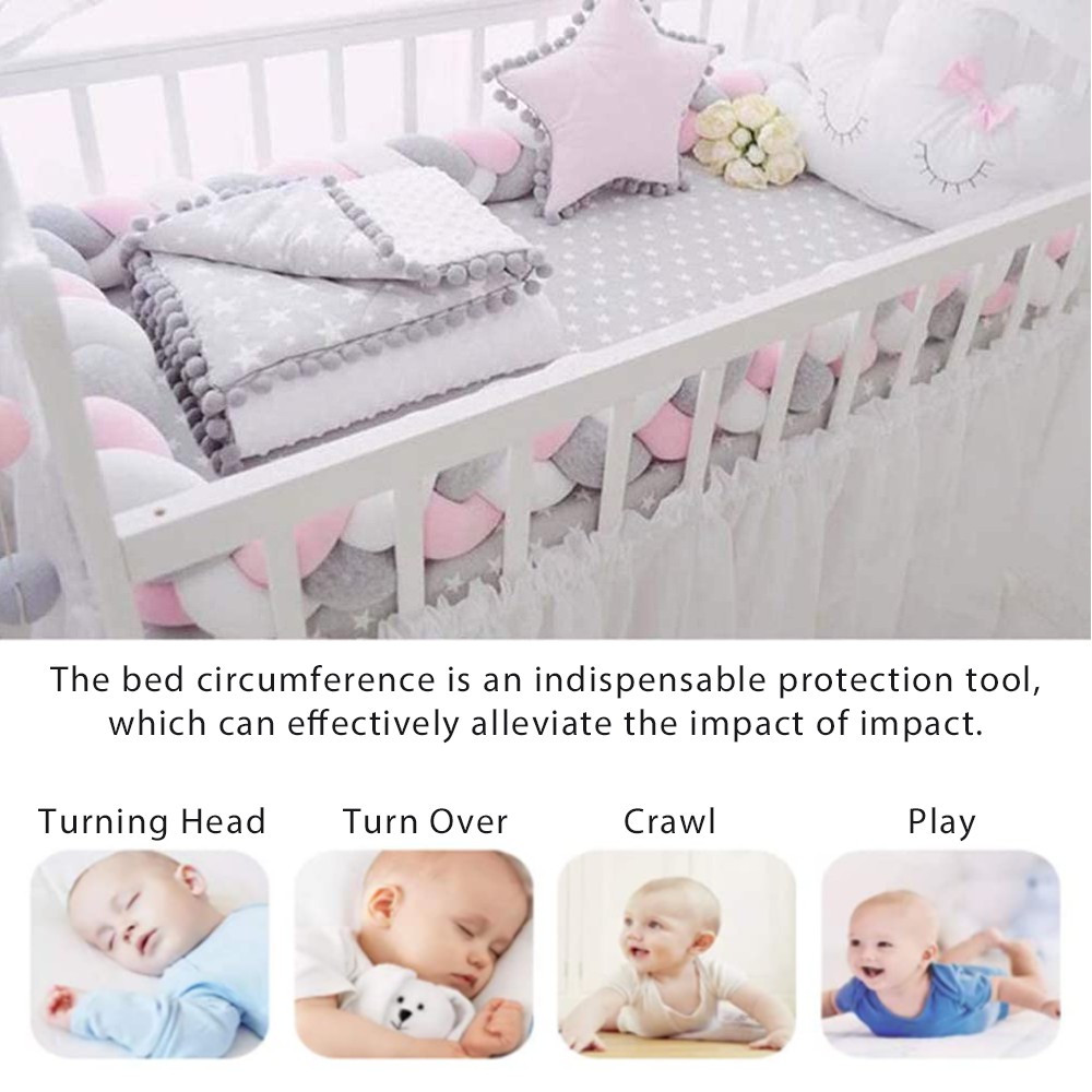 Baby Bed Bumper Braid Knot Design Crib Cushion Pad Cot Baby Crib Protector Braided Bed Bumper Bantal Lompat Sulam Bayi Shopee Malaysia