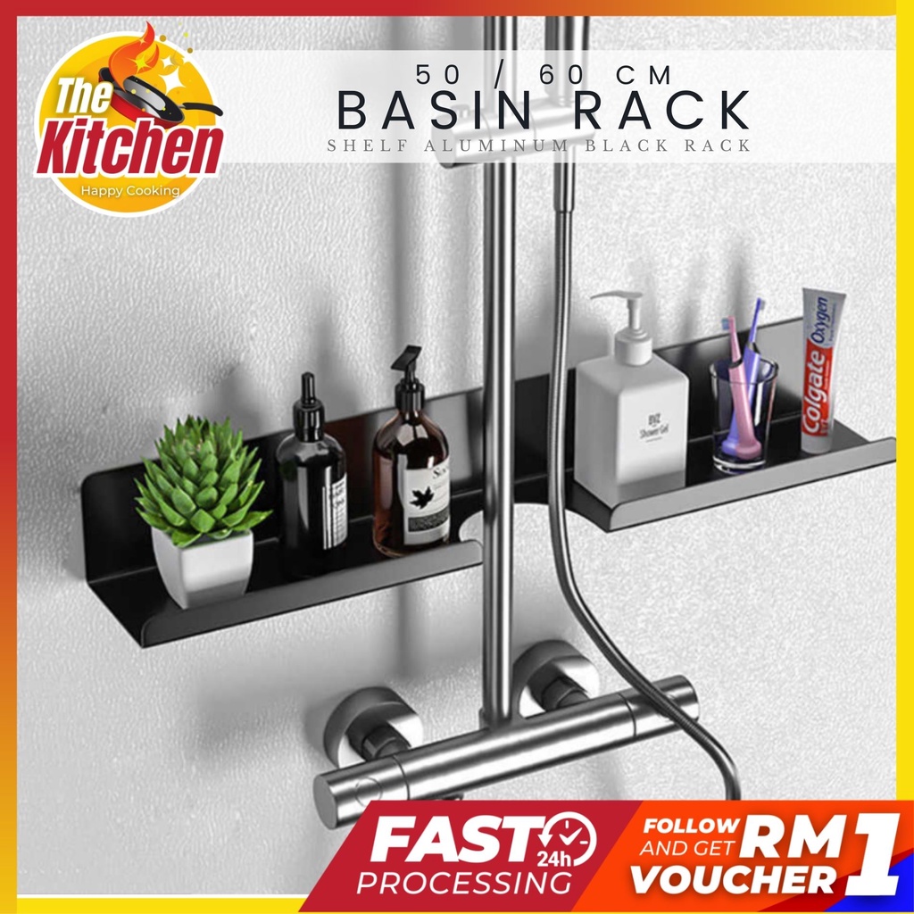 50 / 60 cm Basin Rack Black Bathroom Kitchen Wall-Mounted Faucet ...