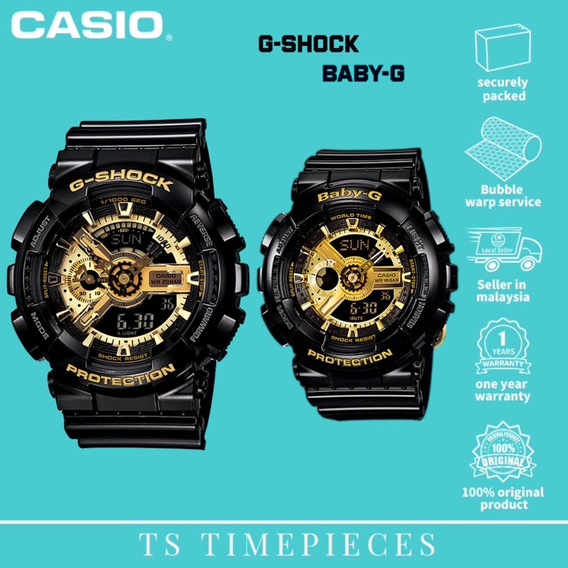 ???? Casio G SHOCK and BABY-G Black Gold Color Couple Set Watch GA-110GB-1A  BA-110-1A BA-110-1 GA-110GB-1 GA-110GB Shopee Malaysia