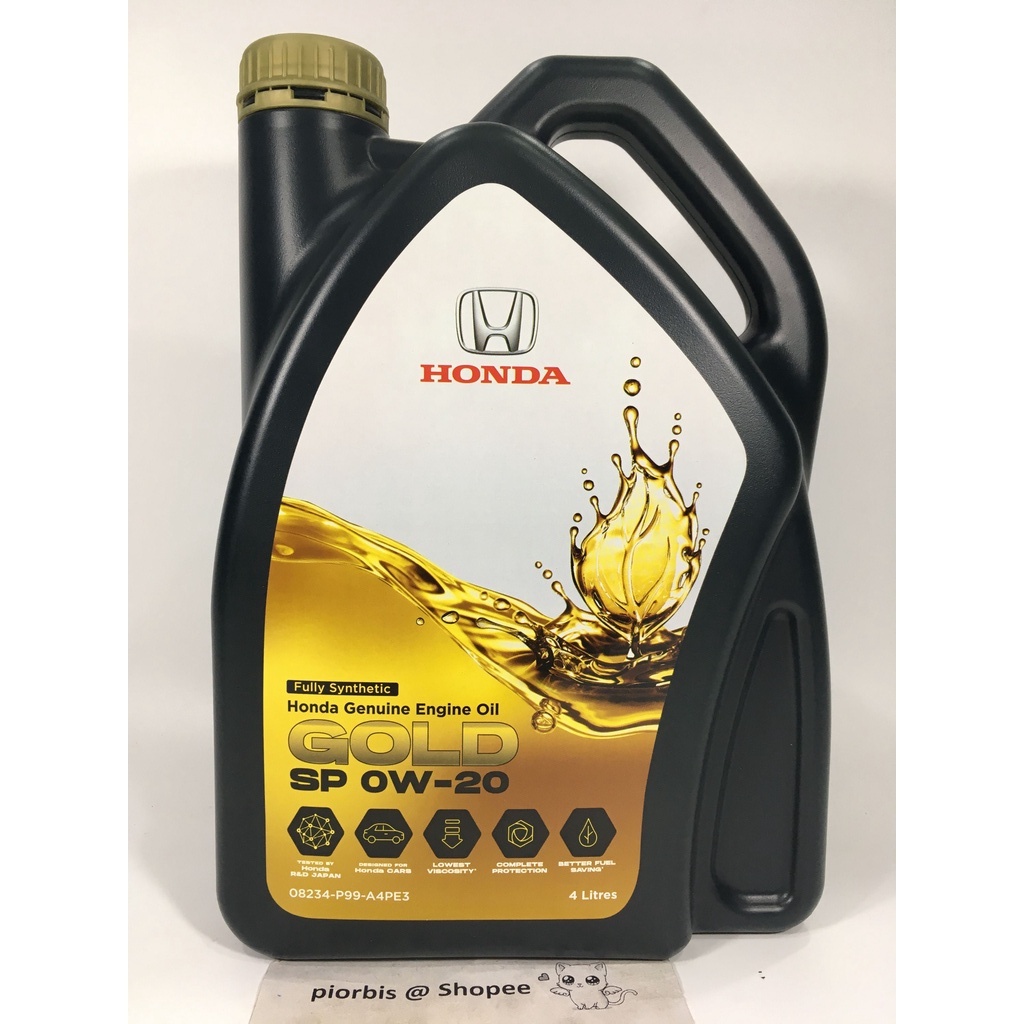 ORIGINAL HONDA GOLD 0W20 FULLY SYNTHETIC ENGINE OIL SP 0W-20 4 LITRES ...