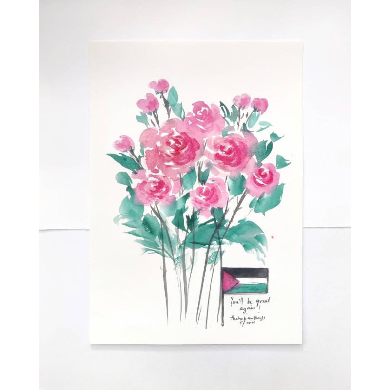 Roses for Palestine in A4 size original | Shopee Malaysia