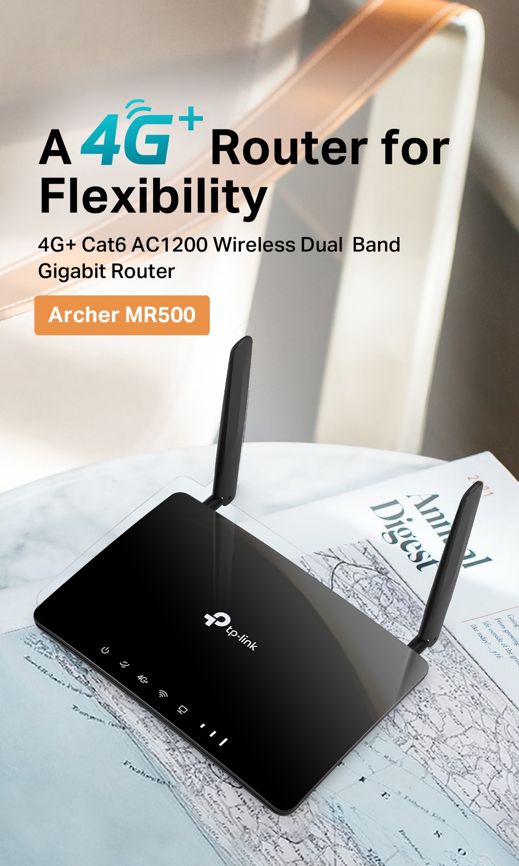 TP-Link Archer MR500 4G+ Cat6 (2.4Ghz+5Ghz) AC1200 Wireless Dual Band  Gigabit Router