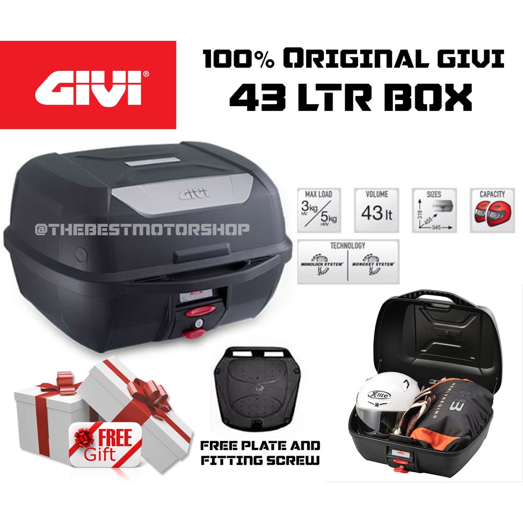 Givi E300N2 E300Monolock Topcase met nieuwe sluiting met plaat zwart mat of max. belasting 3 kg
