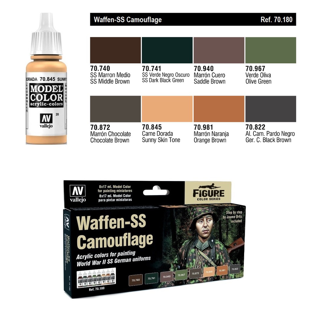 AV Vallejo Model Color Set - Waffen SS Camouflage