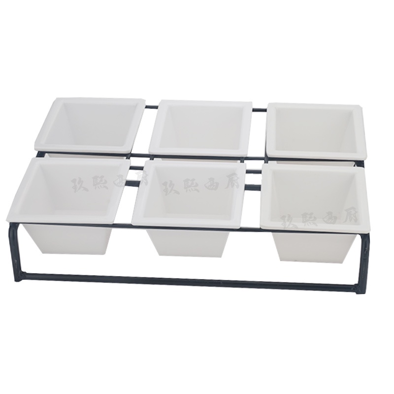 【TOT】Buffet Ceramic Dim Sum Rack Double-Layer Six-Grid Fruit Rack ...