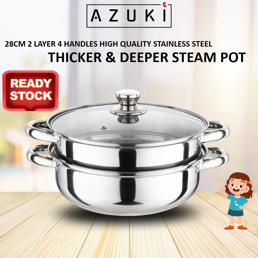 28cm 2 Layer Steam Pot Steamer Cookware Pot High Quality Thick ...