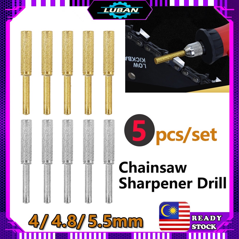 5Pcs Chainsaw Sharpener Diamond Coated Cylindrical Burr Grinding Rod