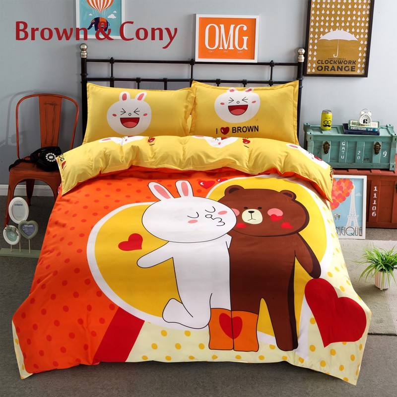 (20)Baymax Winnie Bedding Set Flat Bed Sheet Quilt Cover Set Cartoon