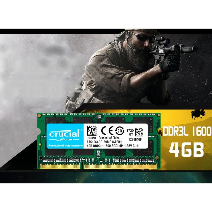 Crucial 4GB DDR3 1600 MHz PC3-12800 1.35V Laptop RAM Sodimm Memory DDR3L  1600 4G