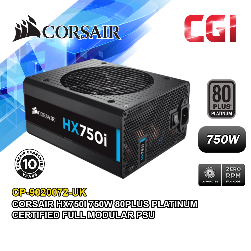 Corsair HX750i 750W 80PLUS Platinum Certified Full Modular PSU (CP ...