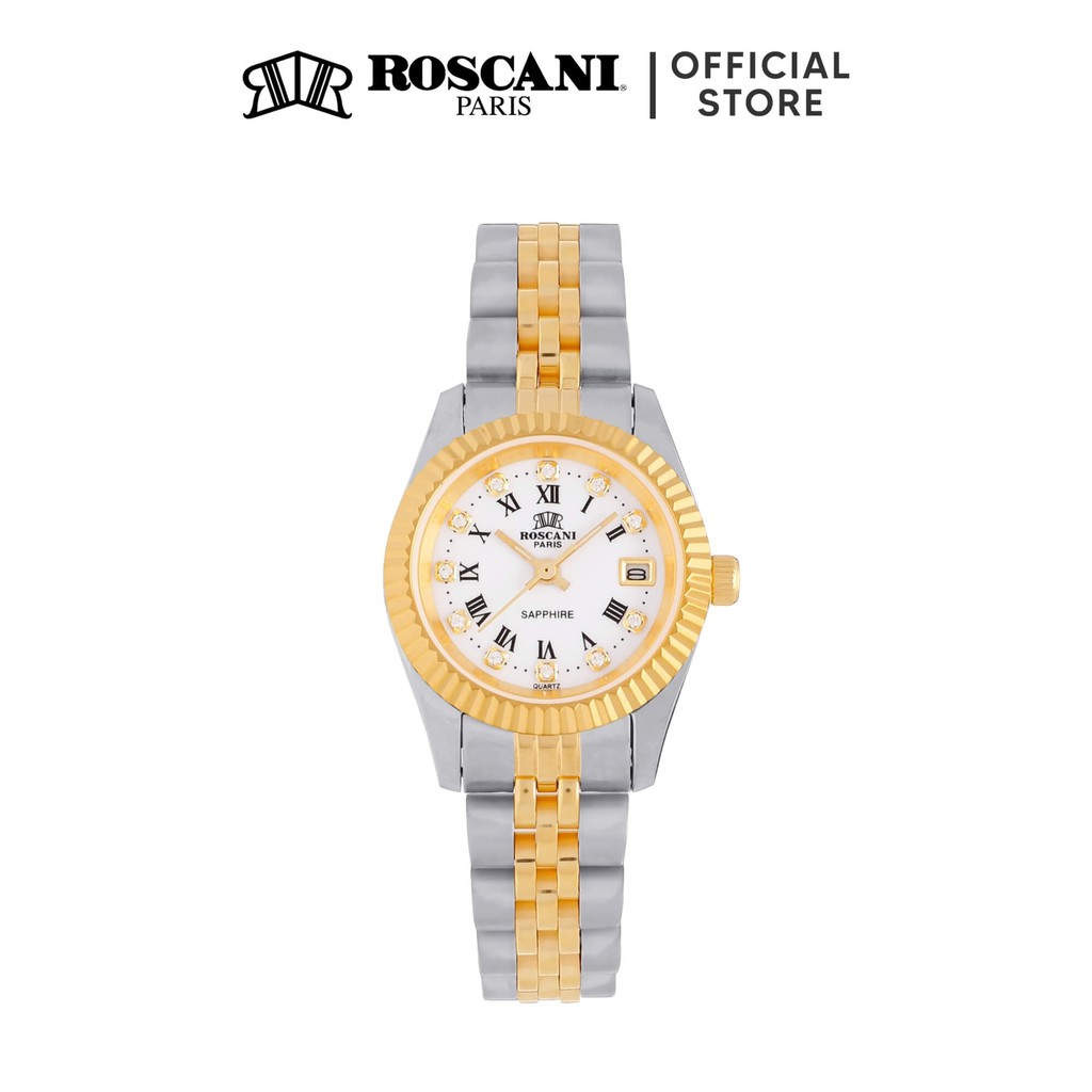 Roscani Cynthia T 498T Sapphire Crystal Magnified Date Bracelet Women Two Tone Watch Stainless Steel Watch Shopee Malaysia